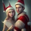 Placeholder: two elves. woman and man. Christmas scene. photorealistic. low-key