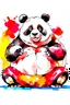 Placeholder: panda bear sumo character, sitting menacingly, majestic, watercolor, blank background