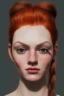 Placeholder: Woman, 90kg, beautiful, orange hair, two braids, bangs, rossi eyes, big eyes, freckles, long eyelashes, Frozen, 8k resolution concept art by Greg Rutkowski