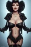 Placeholder: Joan Collins as evil queen in black leather, leather, busty, cleavage, angry, stern look. character design by cory loftis, fenghua zhong, ryohei hase, ismail inceoglu and ruan jia. unreal engine 5, artistic lighting, highly detailed, photorealistic, fantasy