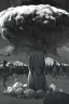 Placeholder: Hiroshima bomb, greyscale, manga style