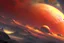 Placeholder: red exoplanet in the horizon, stars, stream, clouds, fantasy, sci-fi, hd.