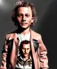 Placeholder: Heath ledger toddler, full body, sneaker, leather jacket, floral shirt, soft skin, dramatic lighting, hyper realistic