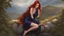 Placeholder: 40 year old female sorcerer. Dressed in blood red small wicked weasel . Copper red hair. dark blue eyes. no jewelry.. Painted by Anne Stokes. The naked truth.