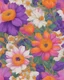 Placeholder: bright purple, pink and green , gold and orange flower van Gough white background