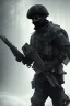 Placeholder: All Black british soldier, ghost, wearing high tech mask, white smoke, dark, rage, sorrow, high definition, ultra 8 k, volumetric lighting, blue fire, fog