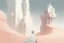 Placeholder: manifold garden; monument valley; two people walking on a wall dressed in white