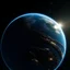 Placeholder: Cinematic view of earth but from the orbit of another planet that looks like a disco ball