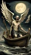 Placeholder: Charon in his boat wearing laughing angel