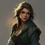 Placeholder: a pretty middle-aged woman, olive skin, fantasy, medieval, traveller, digital art, stylised