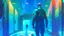 Placeholder: wadim kashin and greg rutkowski illustration depicting a 35 years old astronaut, bald, tired, look like ralph fiennes, he is standing on a corridor of a starship, the corridor is made of glass and we can see the space and the stars, very gritty and dark, perfect composition, hyperdetailed, masterpiece, gloomy light, cinematic