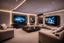 Placeholder: a dedicated home cinema room with LED ambient lighting in the walls