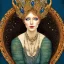 Placeholder: portrait of woman queen of peacocks, stunning, beautiful, gorgeous, realistic, photo illustrative, ornate, dark hair, blue eyes, 8K resolution, high-quality, fine-detail, digital art, detailed matte, brian froud, howard lyon, selina french, anna dittmann, annie stokes, lisa parker, greg rutowski, alphonse mucha