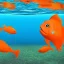 Placeholder:  2 Orange fish,White cat Celebrating christmas under the water