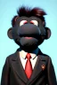 Placeholder: Waist up muppet Portrait, Kim Jong-un muppet doll, black suit, photo studio, red background, unreal engine 5, concept art, art station, god lights, ray tracing, RTX, lumen lighting, ultra detail, volumetric lighting, 3d.