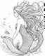 Placeholder: A real simple l mermaid, coloring image,