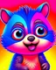 Placeholder: Cute Chibi racoon happy, hyper realistic, bright colors, focus on character