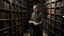 Placeholder: In this exciting chapter, John Harrison discovers that his curse is linked to historical sacrifices and ancient crimes. The photo shows John standing in front of an old historical archive, where he appears surrounded by documents and manuscripts that reveal dark secrets from the past. The histories of the ancient walls and libraries are reflected in John's face, as he examines the pages with curiosity and concern. He reveals aspects of danger and painful history intertwined in his face and expr