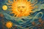 Placeholder: A vibrant oil painting close up of a sun and mon by Vincent van Gogh, trending on Artstation