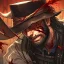 Placeholder: Portrait, bearded, Gunslinger, Cowboy, cowboy hat, serious face, Blood Splatter