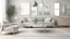 Placeholder: modern living room with sofa. scandinavian interior design furniture. 3d illustration