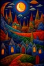 Placeholder: Moonlight patchwork in the style of Raymond Briggs, Laurel Burch, Randolph Caldecott, Picasso. extremely detailed fantasy oil on canvas very attractive imperial colors fantastic view 4K 3D VRay focused Surrealism Tesselated