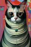 Placeholder: A cat, abstract and surrealism, collage of absurd art