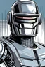 Placeholder: A comic style upper body picture of Robocop