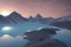 Placeholder: highly detailed glacial lake landscape, sunset, cinematic lighting, 4k, 8k, octane render, trending on 500px, pinterest, extremely detailed, ambient lighting, single frame, tiny kayak