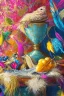 Placeholder: Still life with feathers and gems highly detailed digital painting elegant intricate very attractive beautiful award winning fantastic view crisp quality very cute acrylic art in sunshine