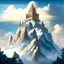 Placeholder: Mount Olympus from the greek mythology. Temples high up in the mountains. Cloudy and mysterious. Illustration. detailed.