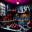 Placeholder: Detailed creepy kitchen made of modeling clay, naïve, Tim Burton, strong texture, extreme detail, Max Ernst, decal, rich moody colors, sparkles, Yves Tanguy, bokeh, odd