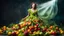 Placeholder: Dramatic dynamic photography portrait of a fruit woman in a salad dress, photograph inspired by Igor Morsky in the style of Sophie Delaporte, beautiful fairy model, textured, volumetric lighting, bright colors, exciting
