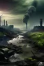 Placeholder: A vivid image of a polluted landscape, possibly an urban area, with smoky skies and sewage-strewn streets. In the foreground, you may have symbols of environmental degradation such as plastic waste, deforestation and industrial pollution. However, in the midst of the darkness, there is a glimmer of hope - a small plant breaking through the concrete, or a person or group engaged in cleaning up the environment. This brief captures the urgency of environmental issues while expressing the potential
