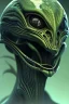 Placeholder: alien, head, evil,green eyes, weapons, blood, 8k, finely detailed, photo realistic, HR Giger style