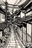 Placeholder: walk in japanese alleys, line arts