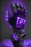 Placeholder: Very detailed, realistic, futuristic video game power gloves. Dark purple and black, with light purple lights. And a logo the letters P, L. A. Y. R. in that order. Make it look as authentic and as high res as possible.