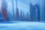 Placeholder: cyberpunk buildings near the frozen lake, winter, tendency to science fiction, realistic vision, impressionism painting