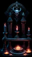 Placeholder: Scary magic altar on a black background