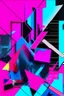 Placeholder: Abstract art collage bright neon pink and blues in style of phil hsle