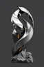 Placeholder: A massive sculpture blending organic, flowing curves with sharp, defined geometric angles and straight lines. Layer 1 (Background): A simple, monochromatic background in a deep gray tone. Layer 2 (Main Subject - Sculpture): Materials of polished metal and rough stone, with hints of luminous elements that pulse with energy. Layer 3 (Details): The intricate transitions between the organic and geometric components. The textures and interactions of the different materials on the sculpture's surface.