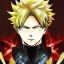 Placeholder: Detailed anime portrait of bakugo from my hero academia, gold hair and golden eyes, black suit, intricate details, full body portrait, keep head in frame, slight smile, black Japanese motif, concept art, highly detailed, digital painting, concept art, sharp focus, illustration, art by Yoji Shinkawa, WLOP and greg rutkowski and alphonse mucha and artgerm and yanjun Chen and Junji ito and Makoto Shinkai, HDR, octane render