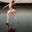 Placeholder: Mechanical ballerina dancing on a lake reflecting the galaxy.