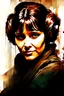 Placeholder: Graphic Novel Full Body Portrait Of 18yo princess leia, smiling, Cinematic Detailed Mysterious Sharp Focus High Contrast Dramatic Volumetric Lighting :: dark mysterious esoteric atmosphere :: digital matt painting by Jeremy Mann + Carne Griffiths + Leonid Afremov, black canvas, dramatic shading, detailed face