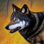 Placeholder: Black red and yellow wolf