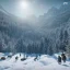 Placeholder: Five people hunting in a snowy forest, sense of fear, mountain hut in the background, Alps, night, 8k, HD, cinematography, photorealistic, Cinematic, Color Grading, Ultra-Wide Angle, Depth of Field, hyper-detailed, beautifully color-coded, insane details, intricate details, beautifully color graded, Cinematic, Color Grading, Editorial Photography, Depth of Field, DOF, Tilt Blur, White Balance, 32k, Super-Resolution, Megapixel, ProPhoto RGB, VR, Halfrear Lighting, Backlight, Natural Lighting