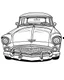 Placeholder: front 1955 Chevy Bel Air Coloring Book, white background, kawaii style cartoon coloring page for kids, cartoon style, clean line art high detailed, no background, white, black, coloring book, sketchbook, realistic sketch, free lines, on paper, character sheet, 8k