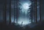 Placeholder: lone wolf, forest clearing at twilight, misty atmosphere, tall pine trees, soft moonlight filtering through trees, shadows, glowing eyes, cold blue tones, detailed fur texture, dramatic lighting, charcoal style cinematic composition, epic scenery