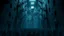 Placeholder: Many Stairs between walls and buildings in bleak prison, underneath many black human silhouette, dark blue and gray colors, cold, grim vibe, high detailed, surreal, dark, cinematic