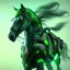 Placeholder: A beautiful portrait of a cyborg horse green color scheme, high key lighting, volumetric light high details psychedelic background